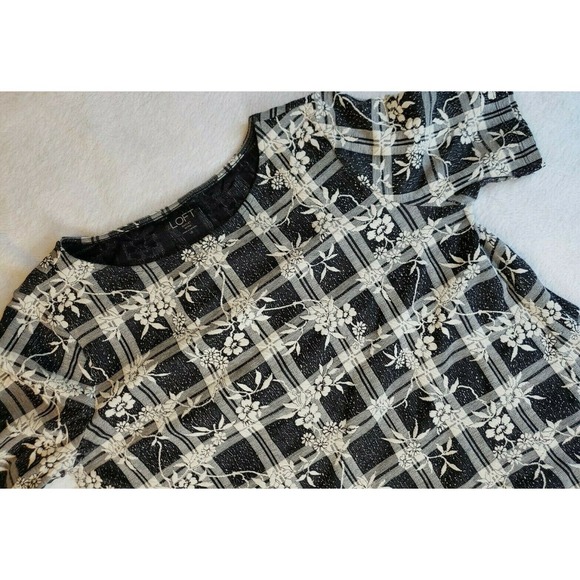 Loft Black and White Tunic Style Top Large Petite (LP) Short Sleeve - Picture 1 of 8